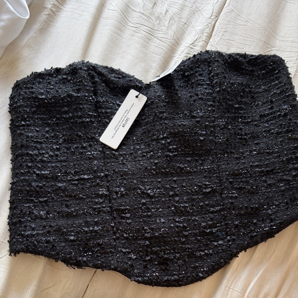Express Black Textured Strapless corset top
